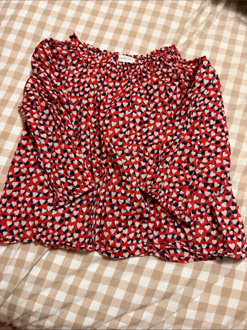 Crewcuts Red Heart-Print Mini Skirt with Navy & Cream Hearts 3T